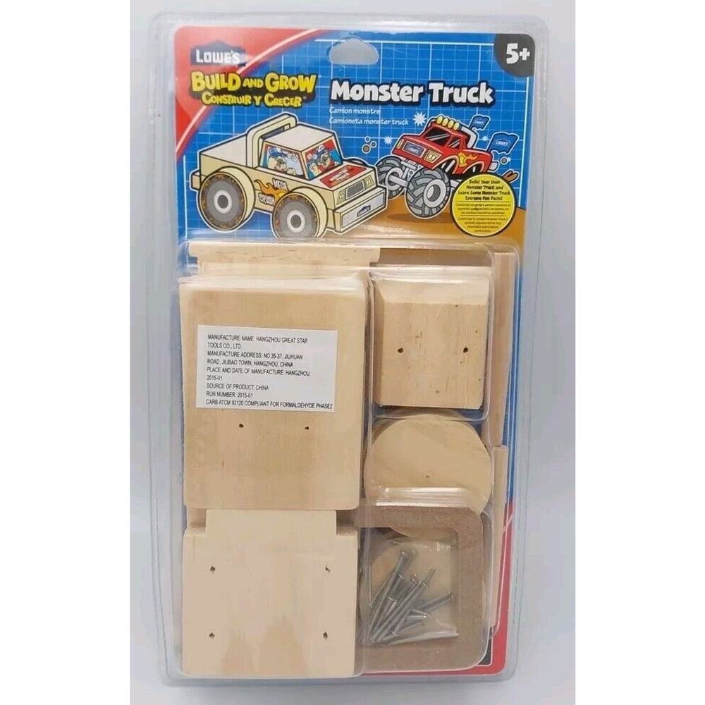 Lowe's Build and Grow Kids Wood Monster Truck Project Kit Customize (BRAND NEW)‎